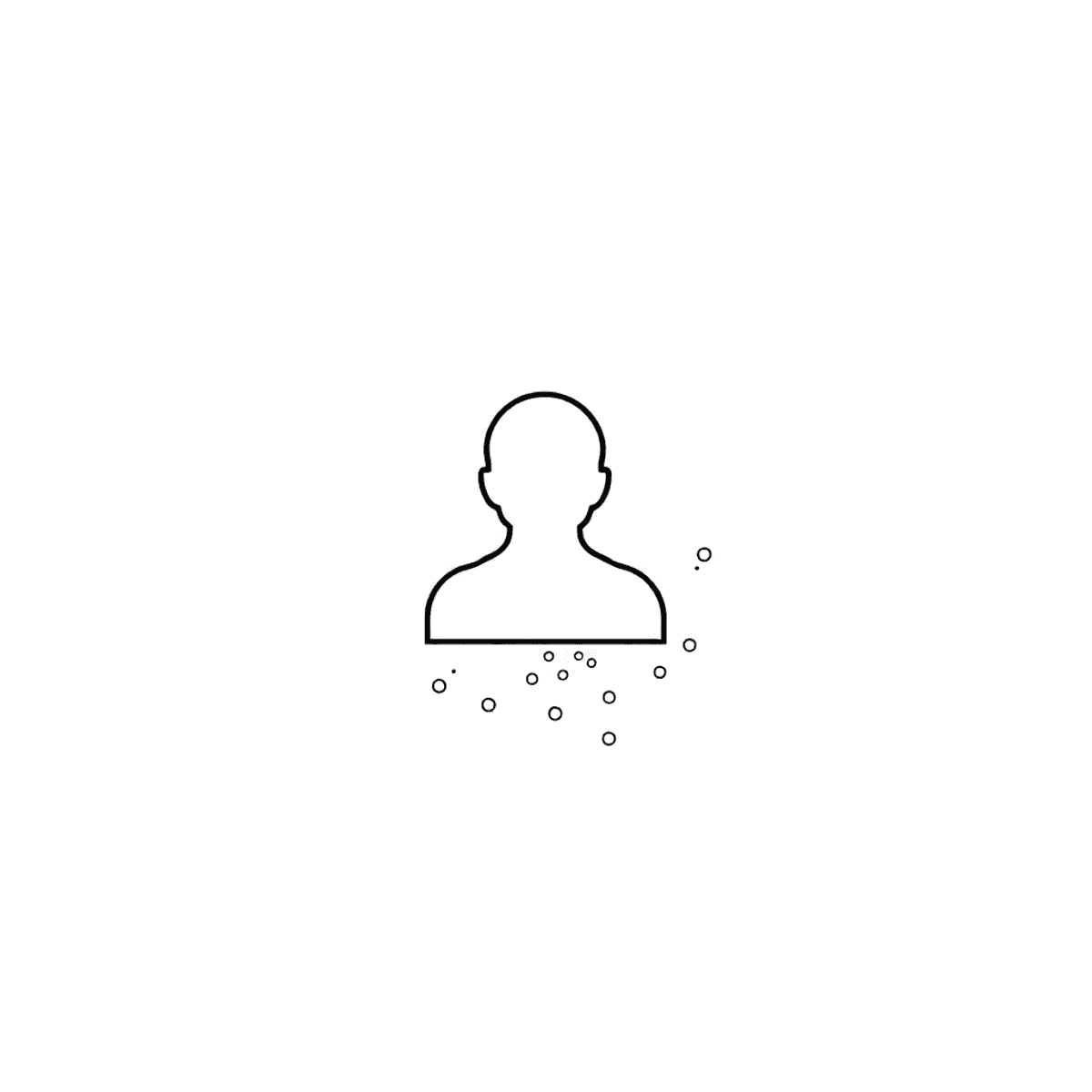 One line drawing of a digital profile icon dissolving into light particles on a neutral background, symbolizing account deletion and privacy transi...